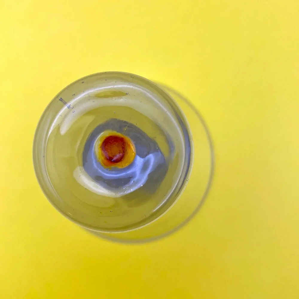 Vintage Shot Glass With Yellow Colored Ball Inside